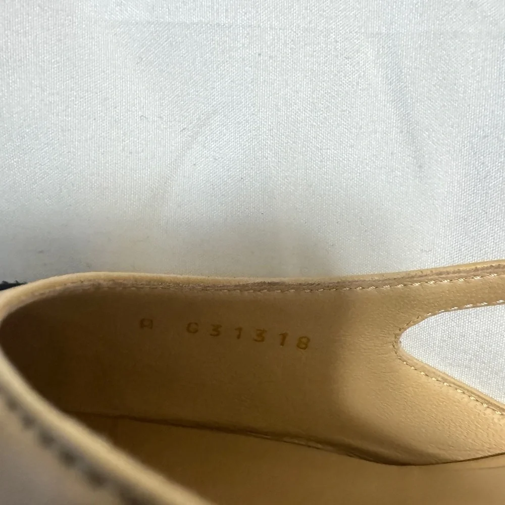 CHANEL Two-Tone Beige and Black Slingback Heels